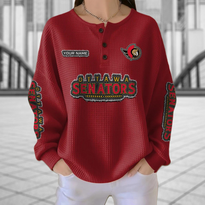 OTT x NHL Personalized Waffle Knit Henley Sweatshirt 2005 DatND DVT