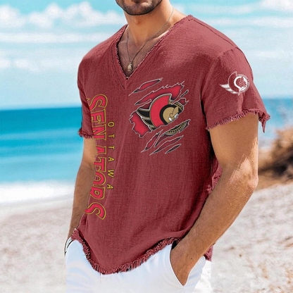 OTT x NHL V-Neck Linen Beach Shirt 1905 DatND DVT