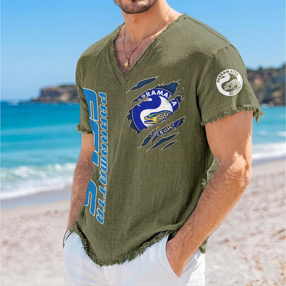 PAR x NRL V-Neck Linen Beach Shirt 1905 DatND DVT