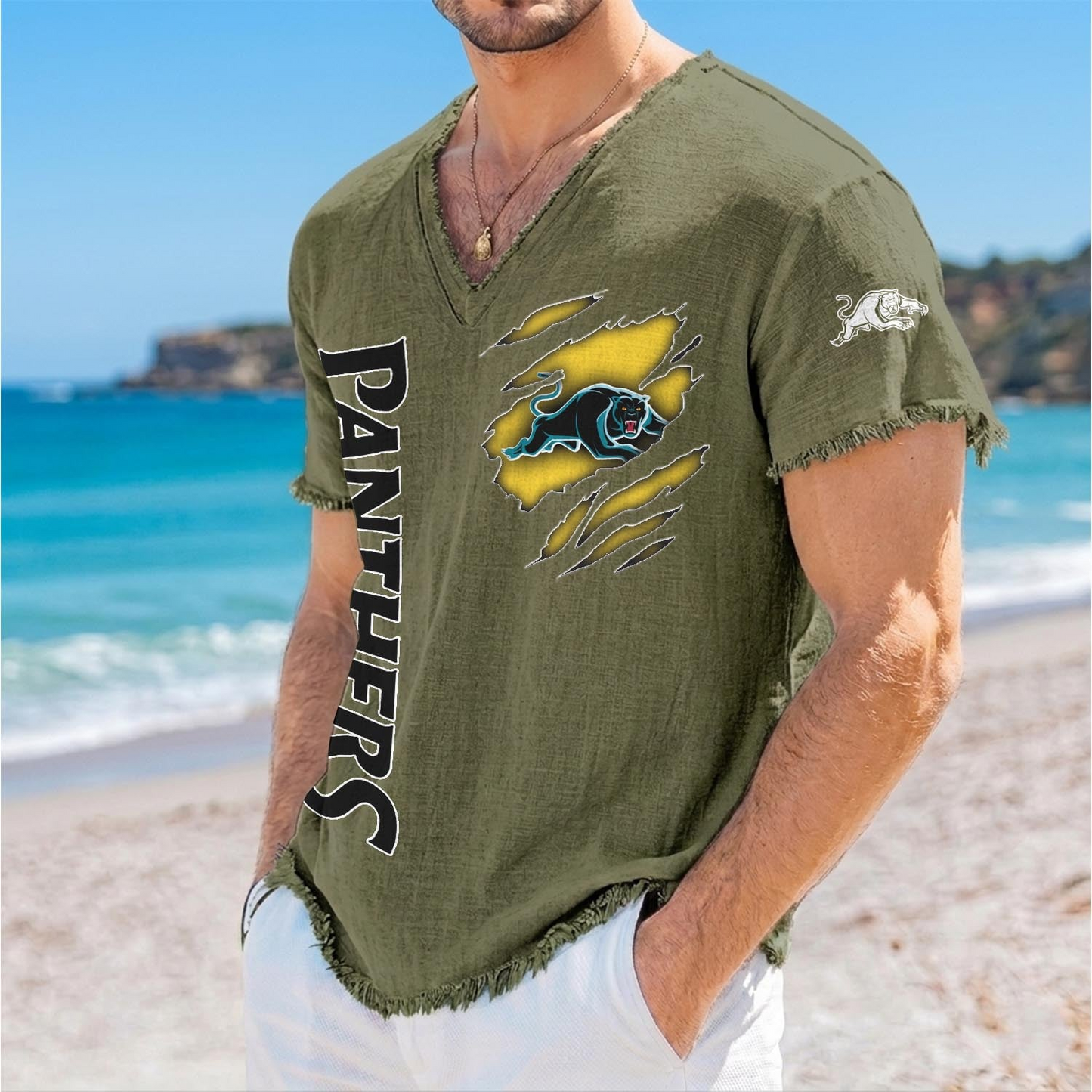 PEN x NRL V-Neck Linen Beach Shirt 1905 DatND DVT