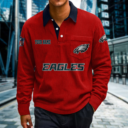 PHI X Premium NFL Corduroy color-blocked long-sleeved shirt NDT NHT