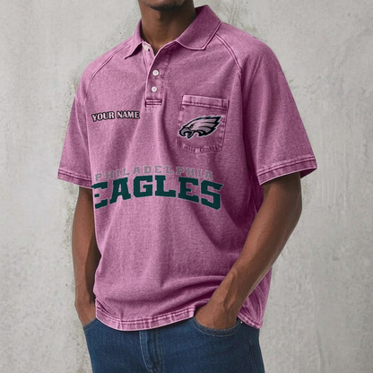 PHI x NFL Men's Distressed Turn-Down Collar Polo DATND TANTD 250526