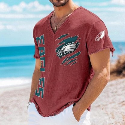PHI x NFL V-Neck Linen Beach Shirt 1905 DatND DVT