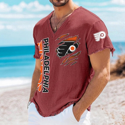 PHI x NHL V-Neck Linen Beach Shirt 1905 DatND DVT