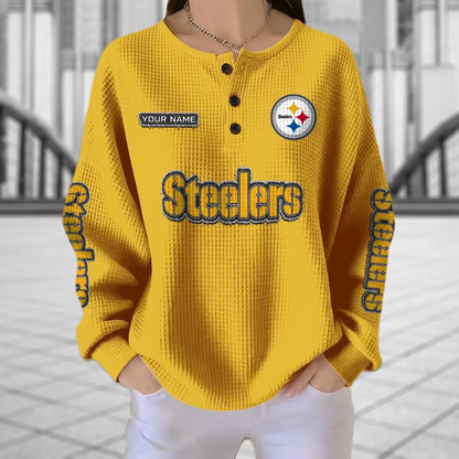 PIT x NFL Personalized Waffle Knit Henley Sweatshirt 2005 DatND DVT