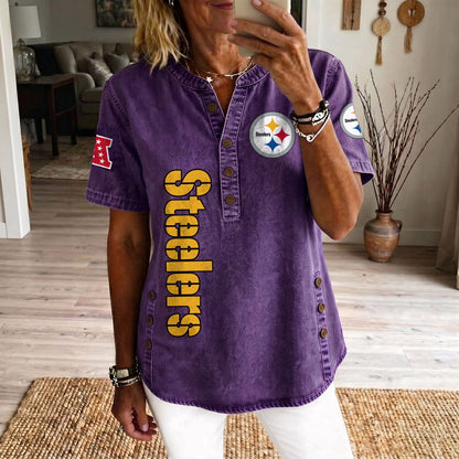 PIT x NFL Womenƒ??s Denim Casual Tops DATND LBN 190526