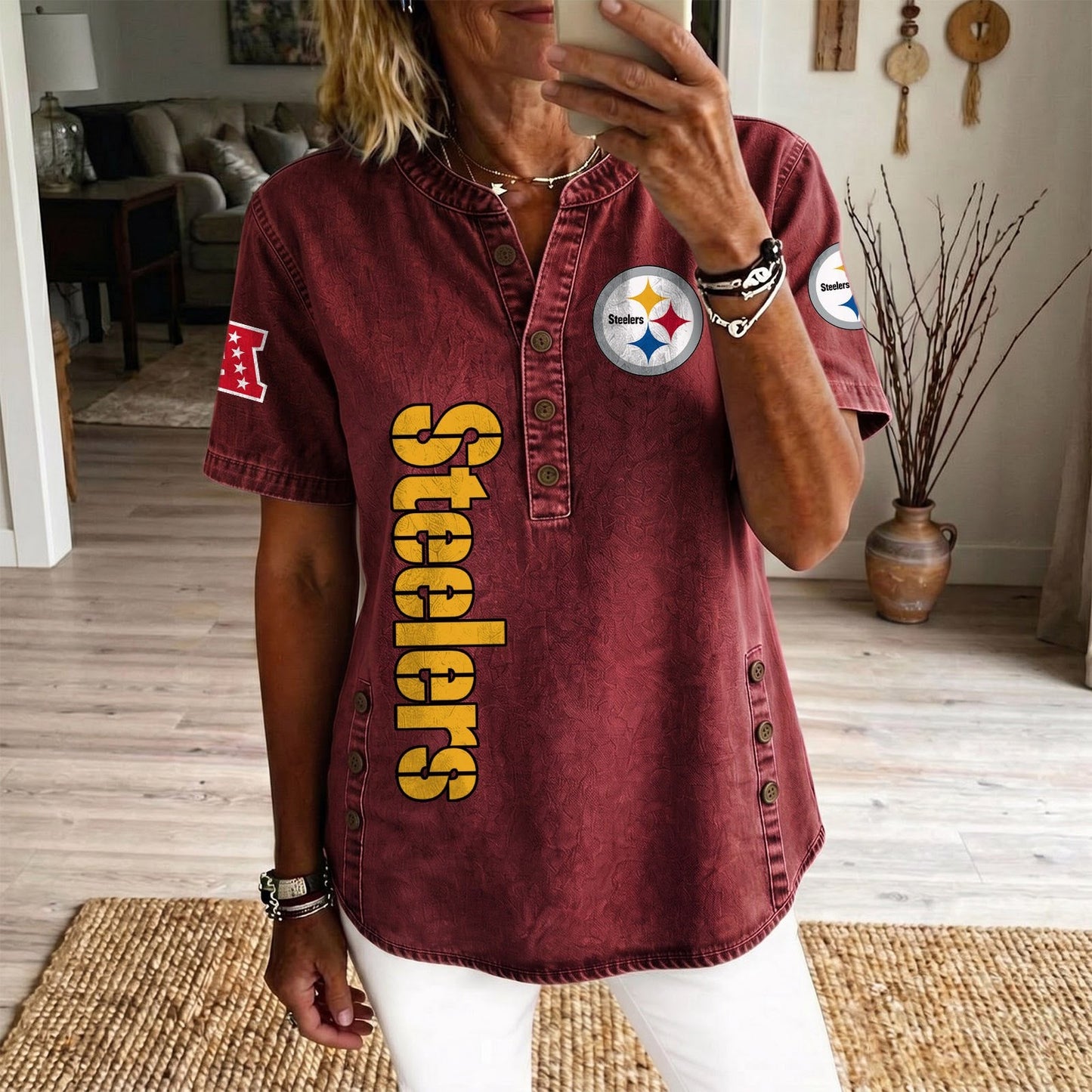 PIT x NFL Womenƒ??s Denim Casual Tops DATND LBN 190526