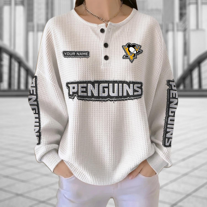 PIT x NHL Personalized Waffle Knit Henley Sweatshirt 2005 DatND DVT