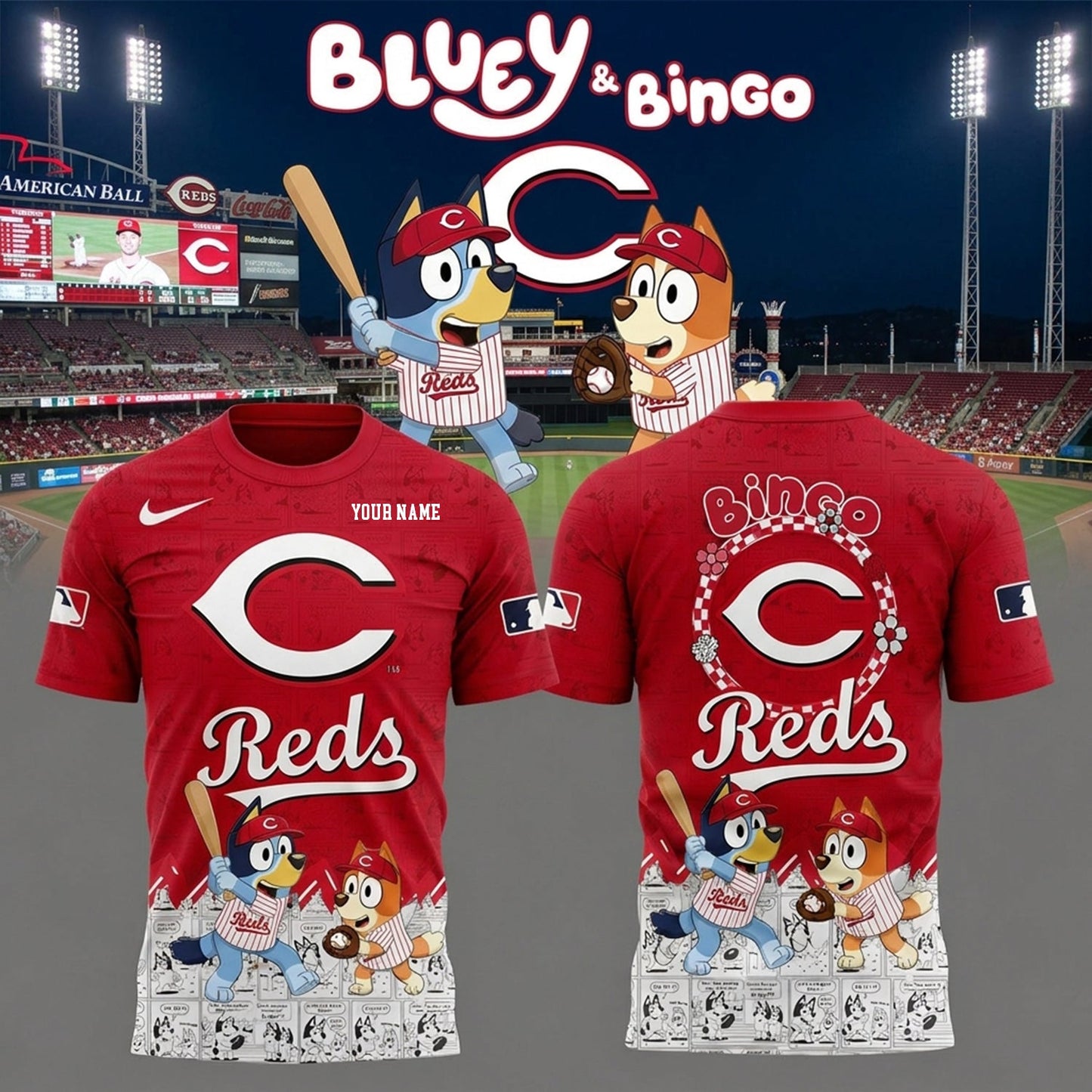 PREMIUM MLB X RED Bluey & Bingo Comic Shirt NDT NHM 260526