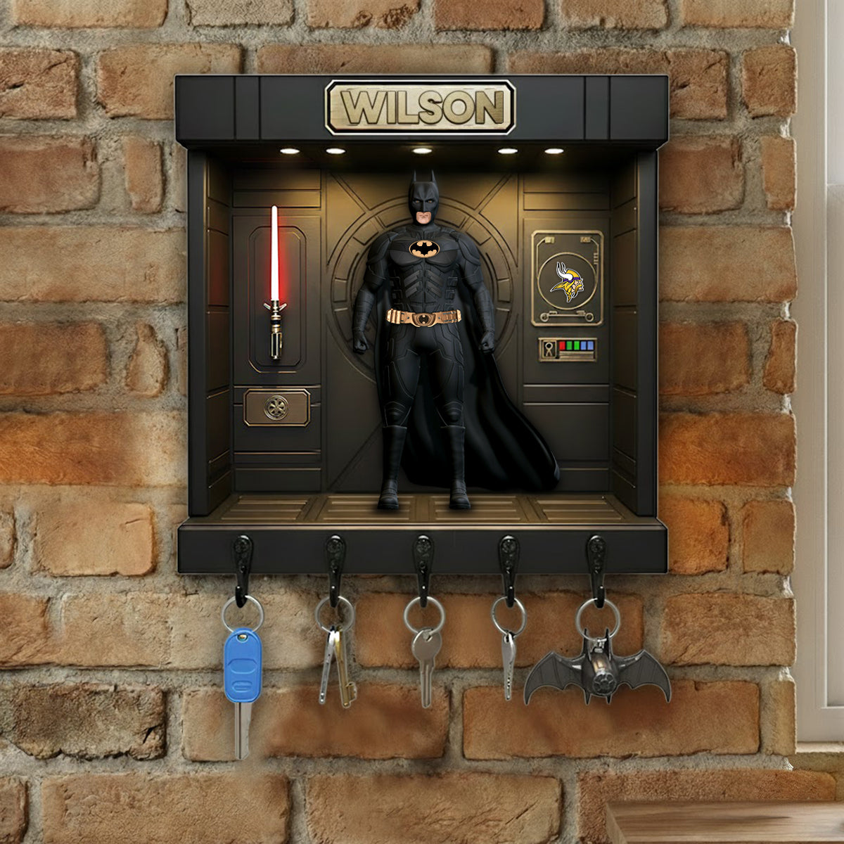 PREMIUM NFL MIN X BATMAN Wood Key Hanger - Personalized Gifts For Cosmic Lovers NDT NHM
