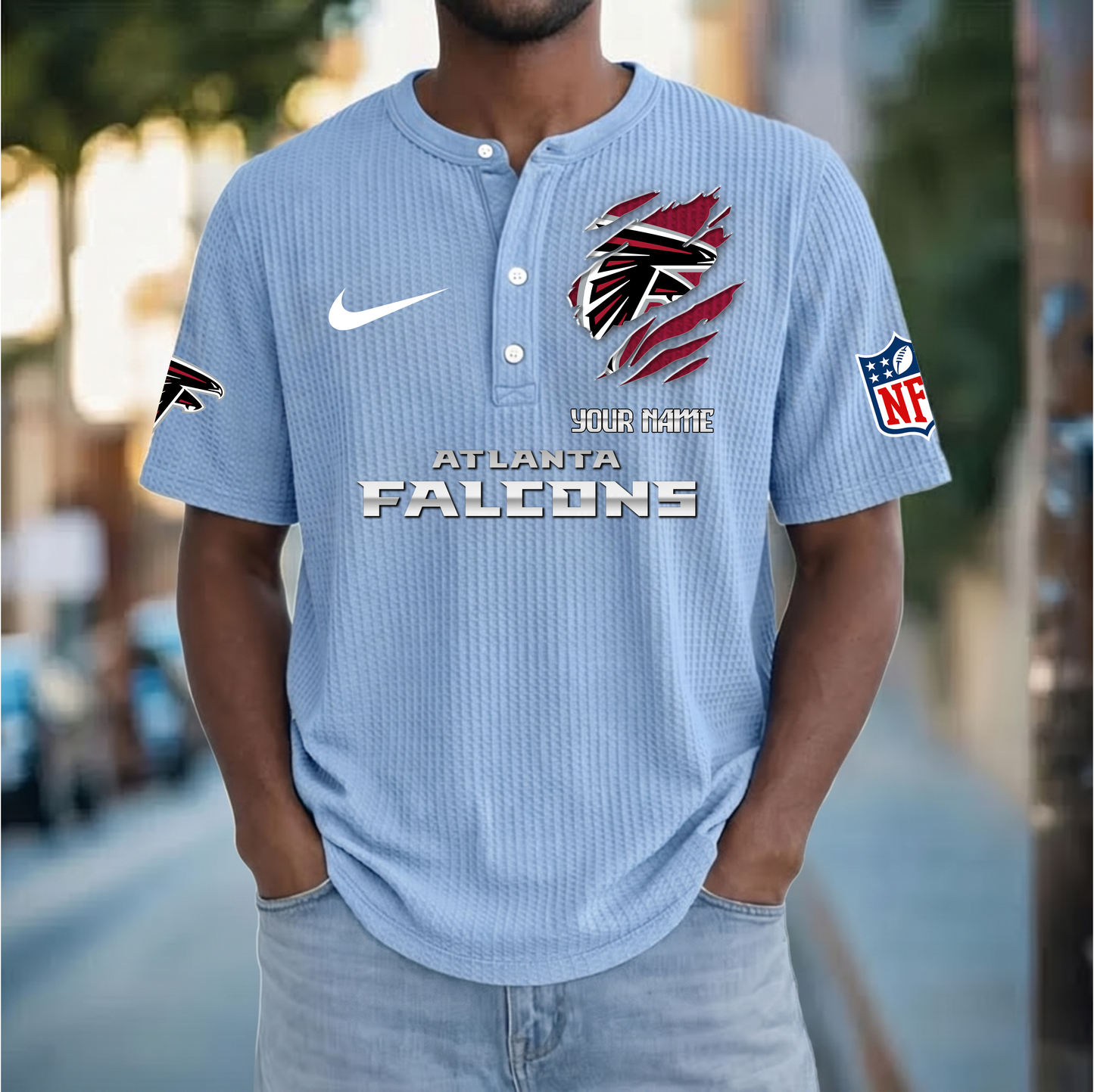 PREMIUM NFL  X  AF Crew neck button Henry Shirt Limited Editions NDT VHM 230426