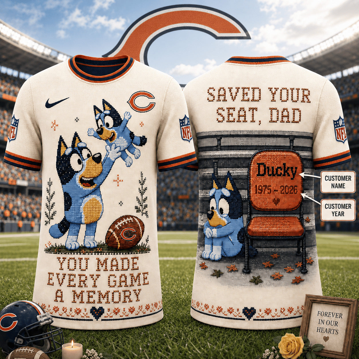 PREMIUM NFL X CB Custom Premium NFL 3D Faux-Stitch Dad Memorial Shirt NDT NTN 220526