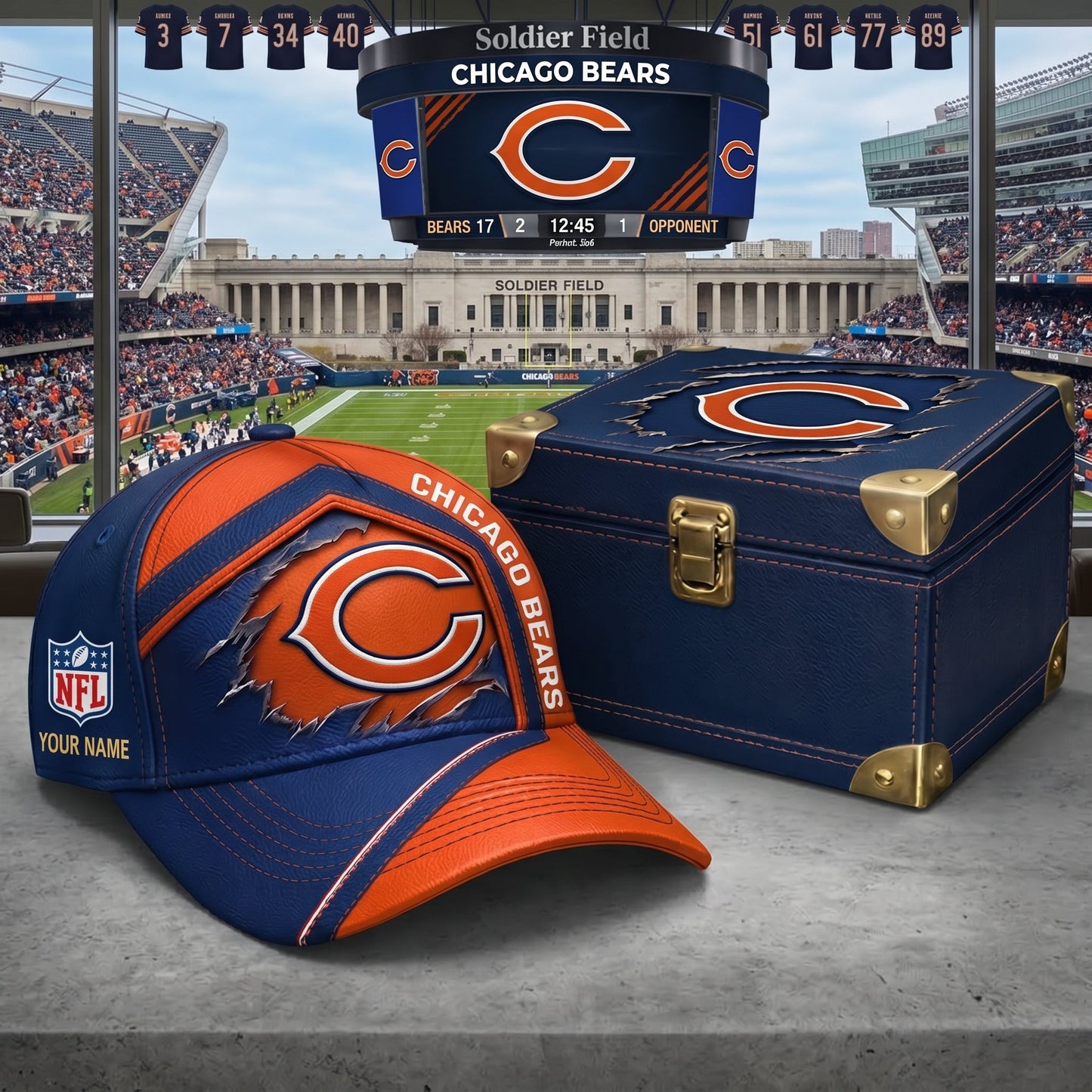 PREMIUM NFL X CHI CRACK CUSTOME NAME HAT LIMITED EDITIONS NDT VHM 220426