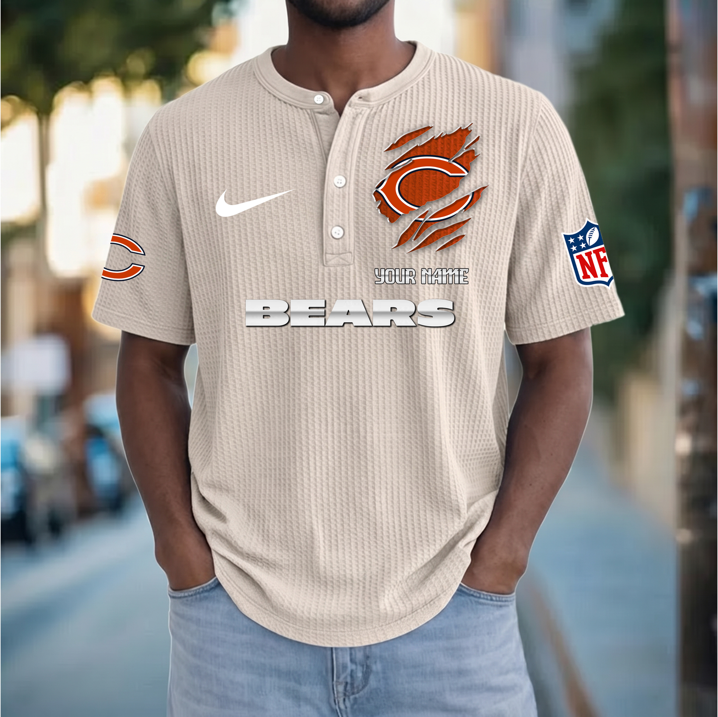 PREMIUM NFL  X  CHI Crew neck button Henry Shirt Limited Editions NDT VHM 230426