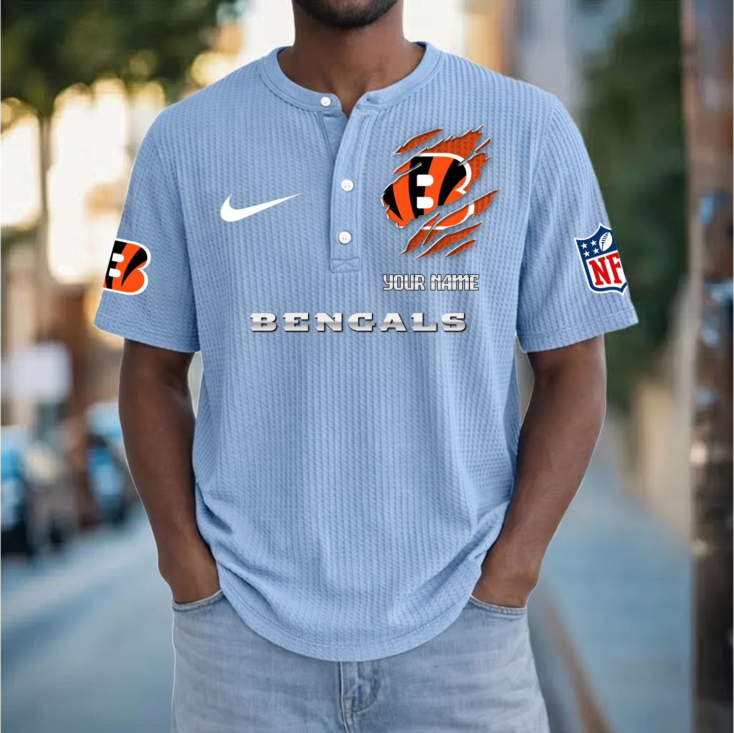 PREMIUM NFL  X  CIN Crew neck button Henry Shirt Limited Editions NDT VHM 230426