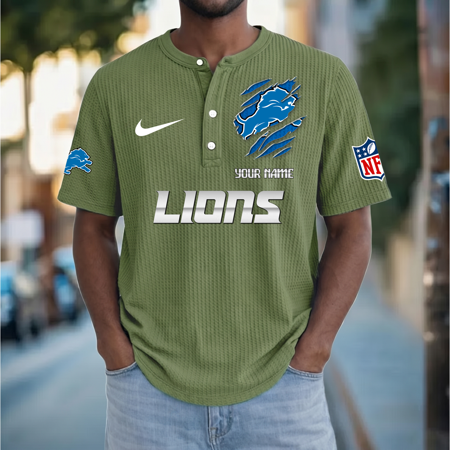 PREMIUM NFL  X  DL Crew neck button Henry Shirt Limited Editions NDT VHM 230426