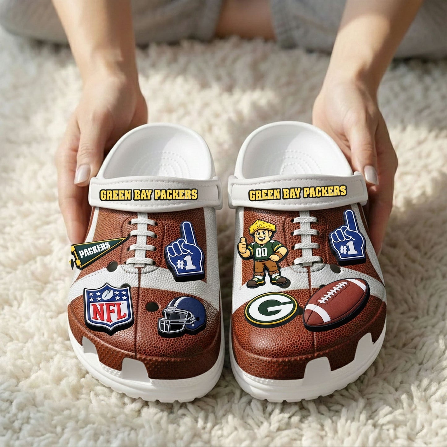 PREMIUM NFL X GB CLOGS WITH CHARMS NDT NHM
