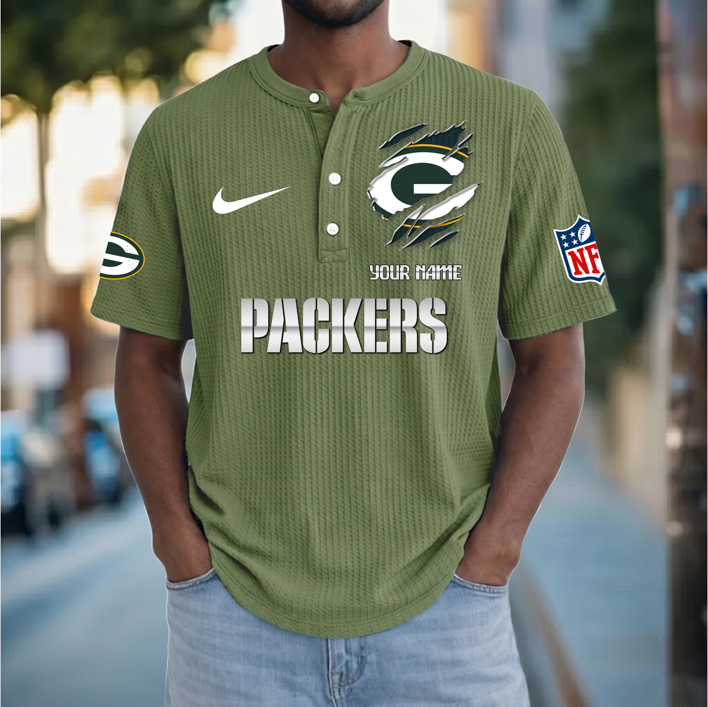 PREMIUM NFL  X  GBP Crew neck button Henry Shirt Limited Editions NDT VHM 230426