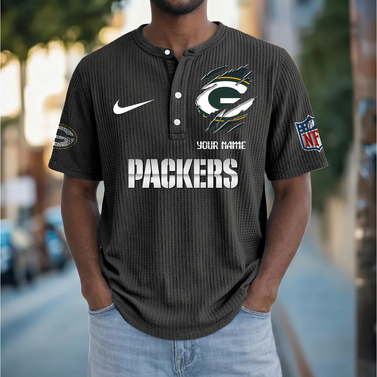 PREMIUM NFL  X  GBP Crew neck button Henry Shirt Limited Editions NDT VHM 230426