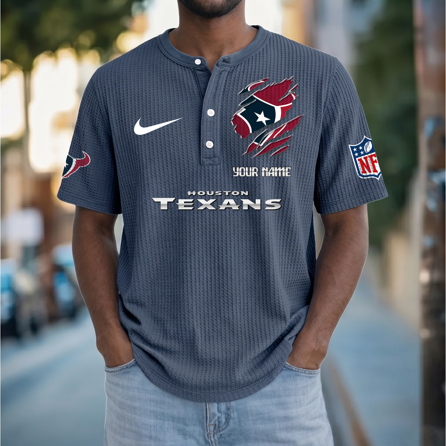 PREMIUM NFL  X  HT Crew neck button Henry Shirt Limited Editions NDT VHM 230426