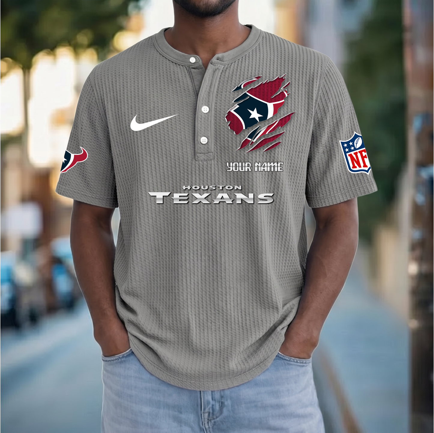 PREMIUM NFL  X  HT Crew neck button Henry Shirt Limited Editions NDT VHM 230426