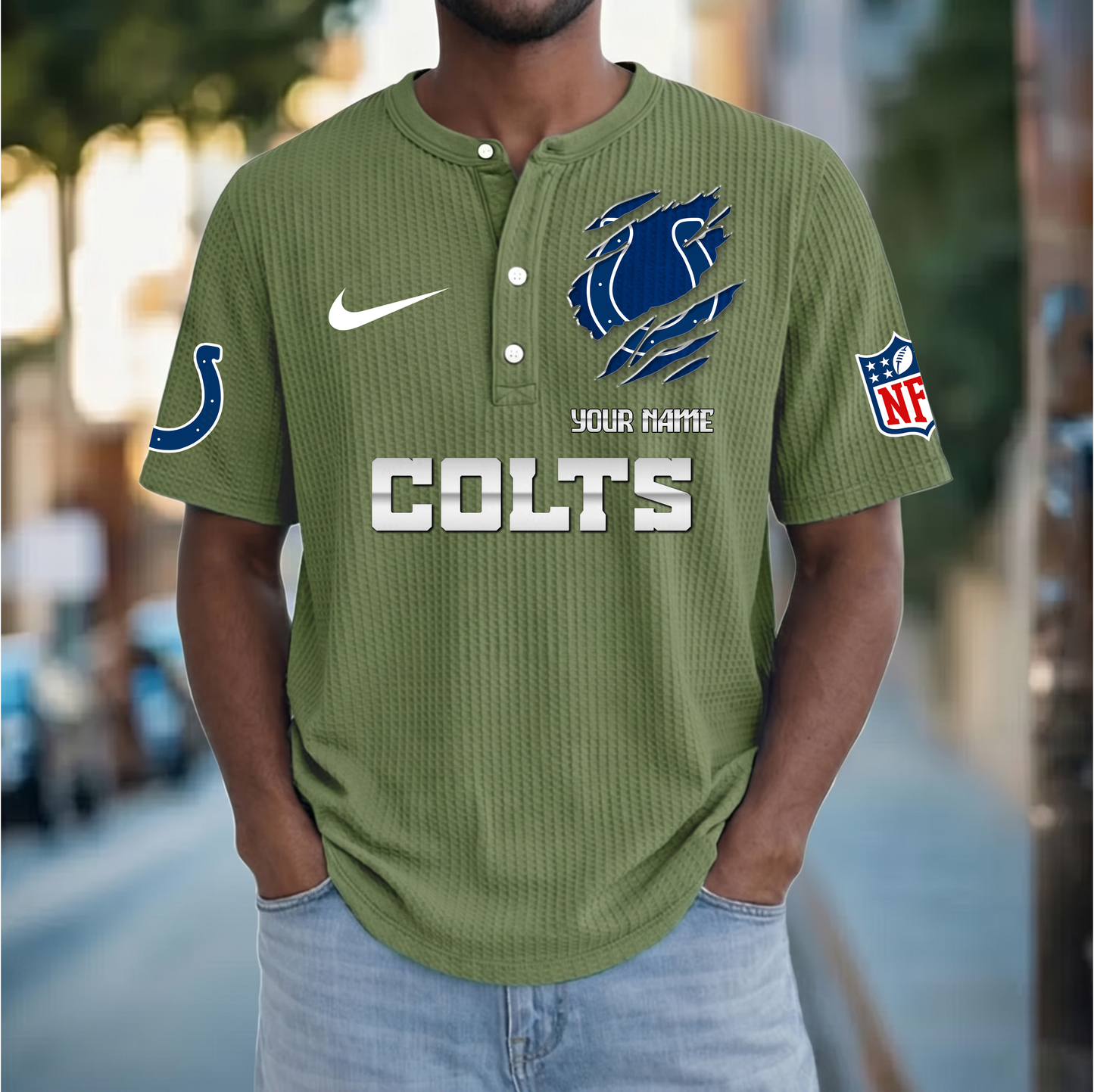 PREMIUM NFL  X  IC Crew neck button Henry Shirt Limited Editions NDT VHM 230426
