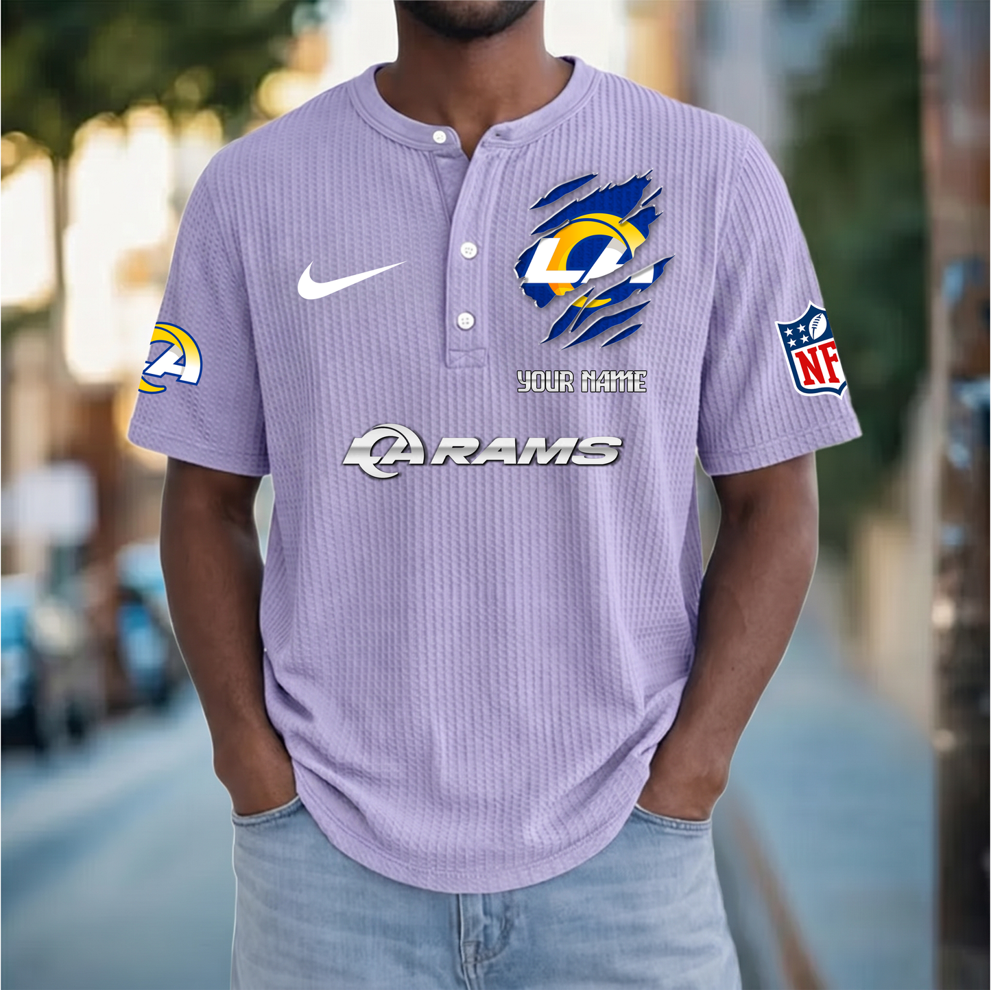 PREMIUM NFL  X  LAR Crew neck button Henry Shirt Limited Editions NDT VHM 230426