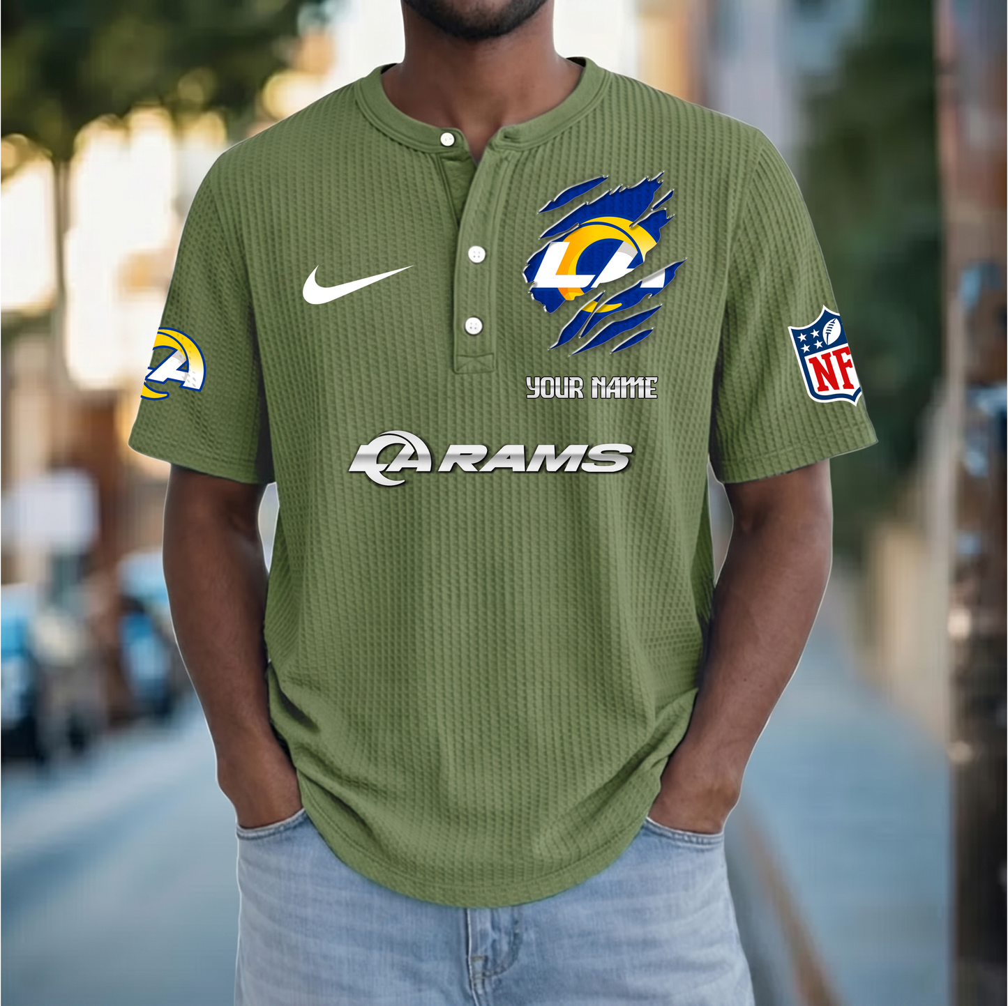PREMIUM NFL  X  LAR Crew neck button Henry Shirt Limited Editions NDT VHM 230426