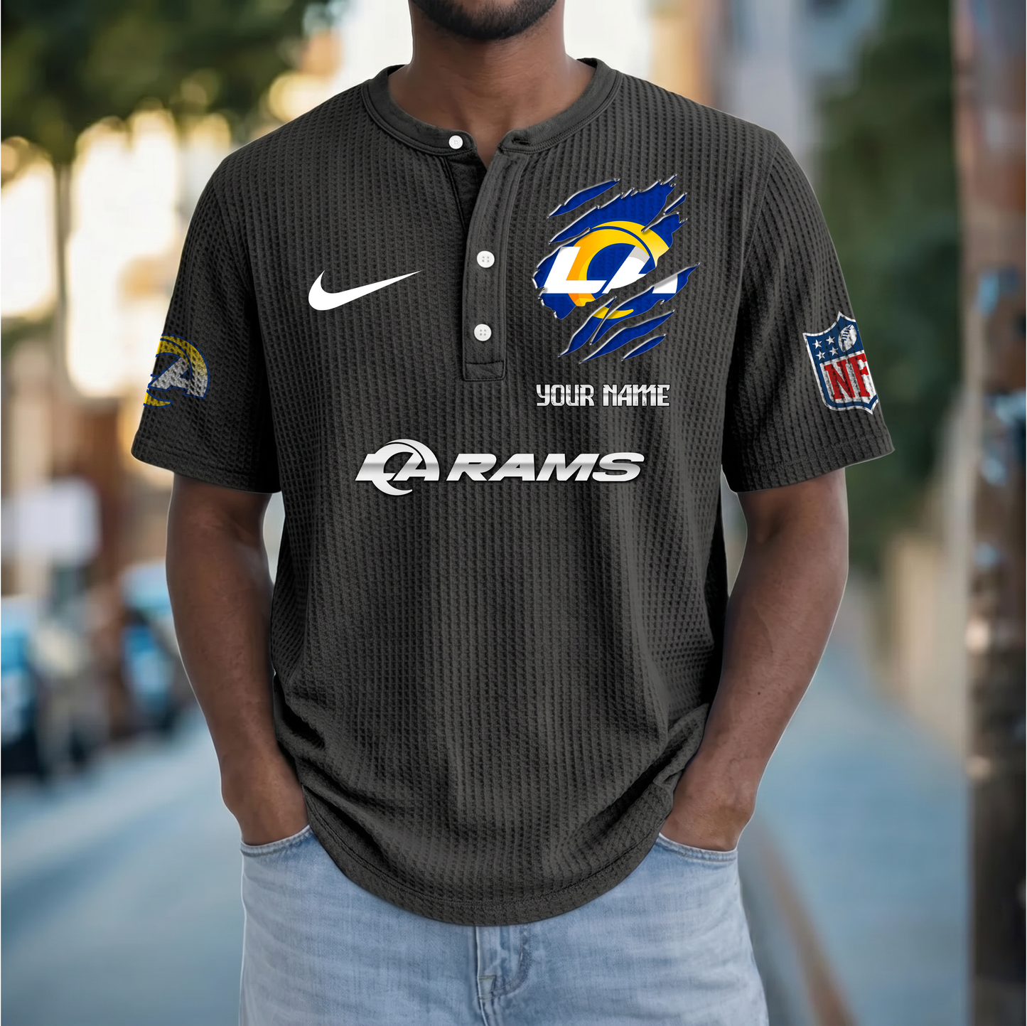 PREMIUM NFL  X  LAR Crew neck button Henry Shirt Limited Editions NDT VHM 230426