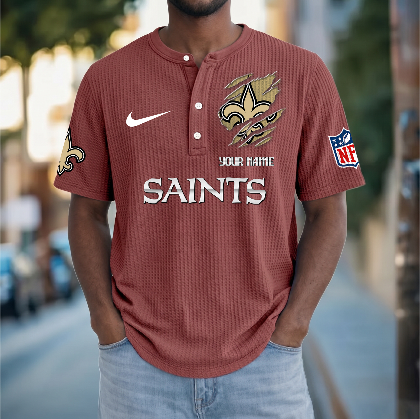 PREMIUM NFL  X  NOS  Crew neck button Henry Shirt Limited Editions NDT VHM 230426