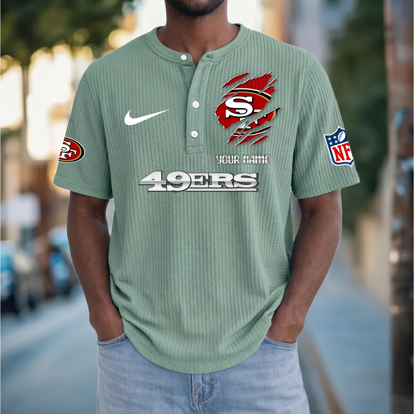 PREMIUM NFL  X  SF Crew neck button Henry Shirt Limited Editions NDT VHM 230426