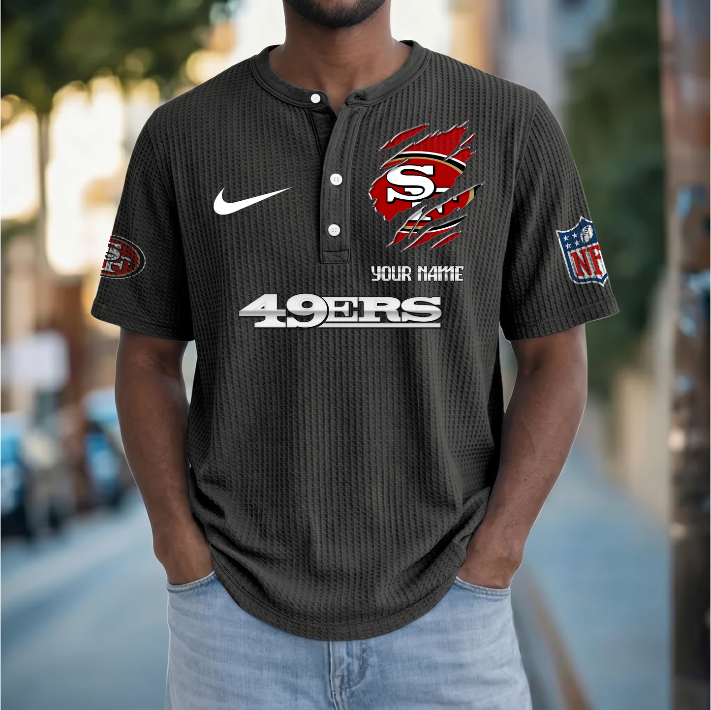 PREMIUM NFL  X  SF Crew neck button Henry Shirt Limited Editions NDT VHM 230426