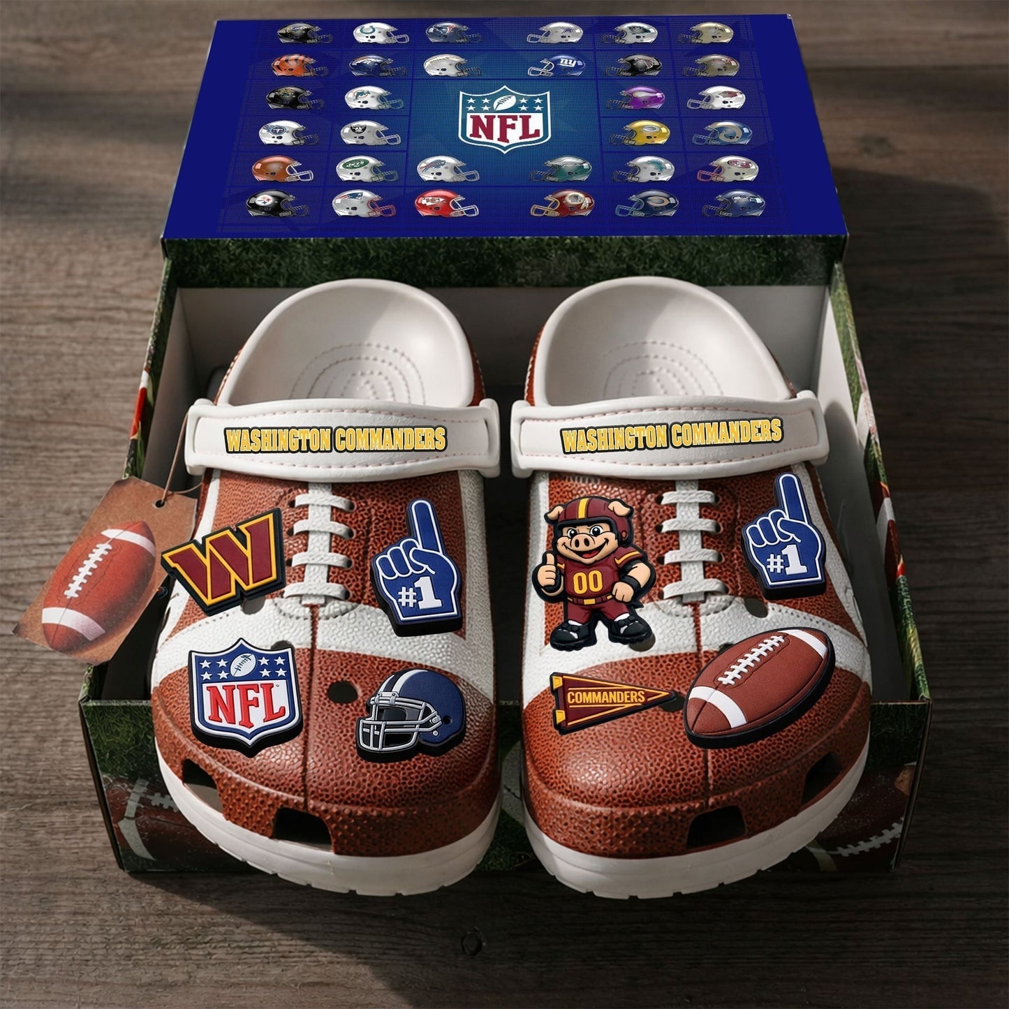PREMIUM NFL X WAS CLOGS WITH CHARMS NDT NHM