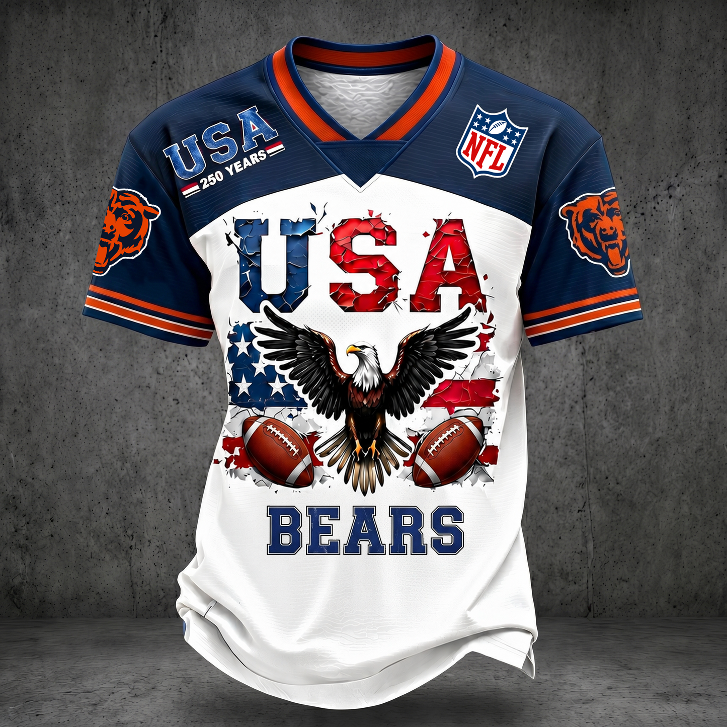 PREMIUM NFL x CB 250TH Anniversary LUXURY V-Neck PATCHWORK T- Shirt 220626