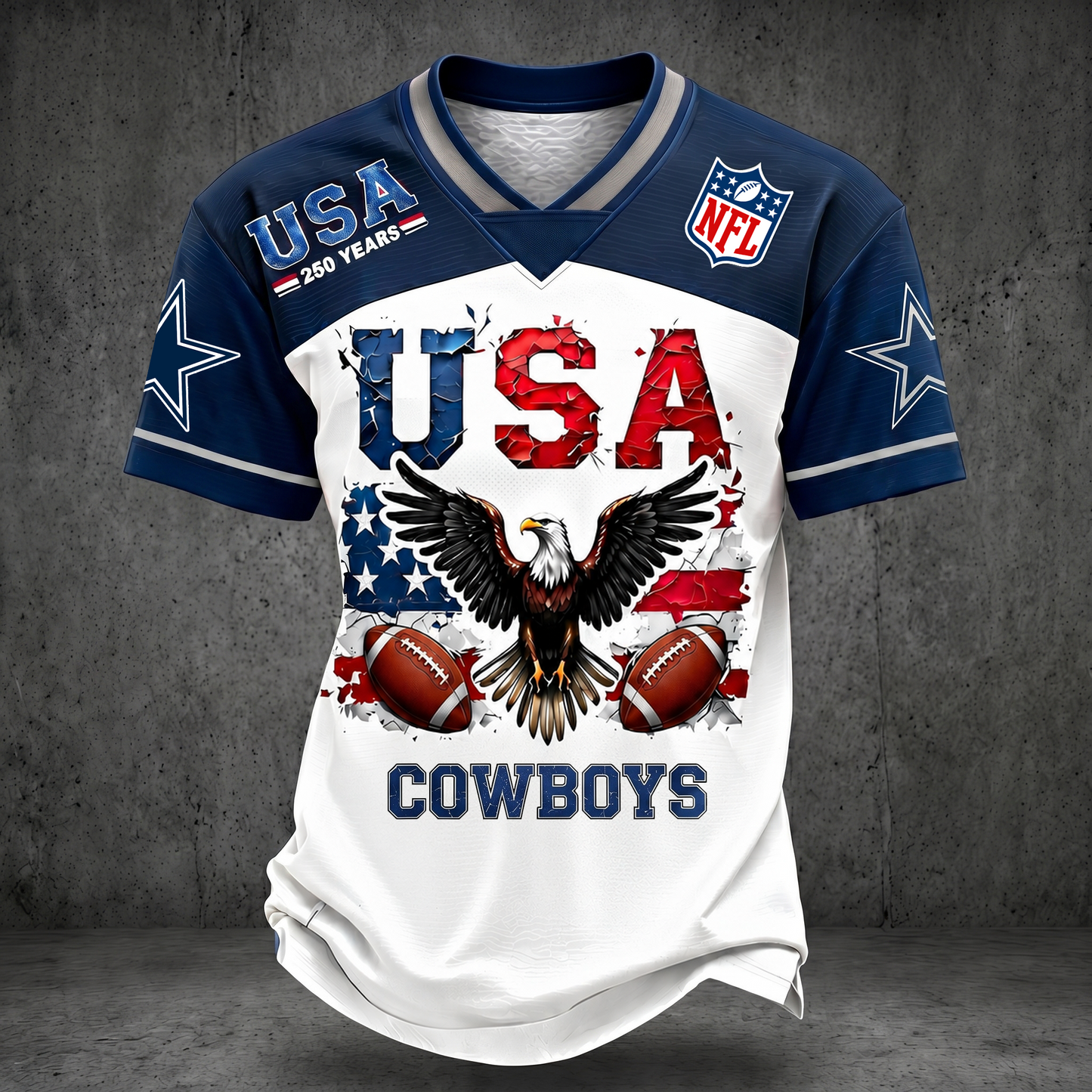 PREMIUM NFL x DC 250TH Anniversary LUXURY V-Neck PATCHWORK T- Shirt 220626