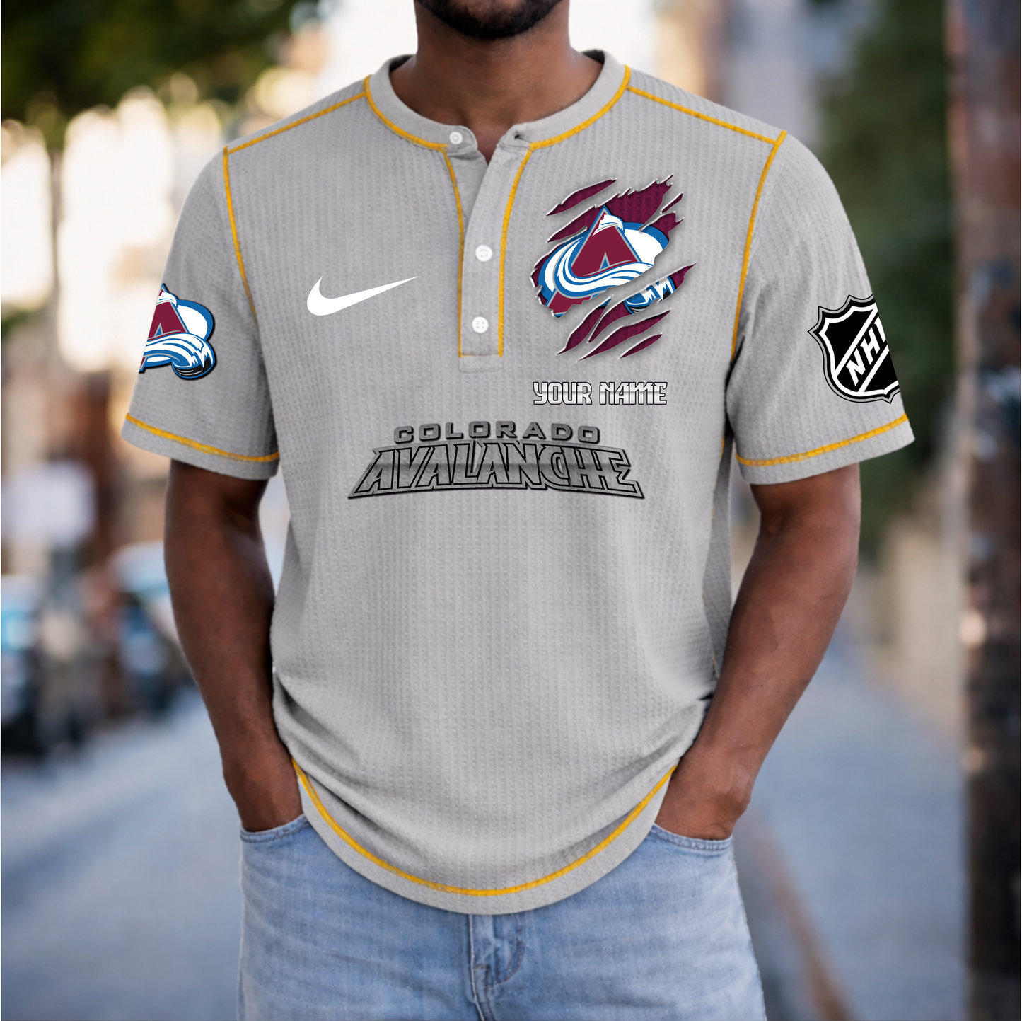 PREMIUM NHL X CA Crew neck button Henry Shirt Limited Editions NDT VHM 20426