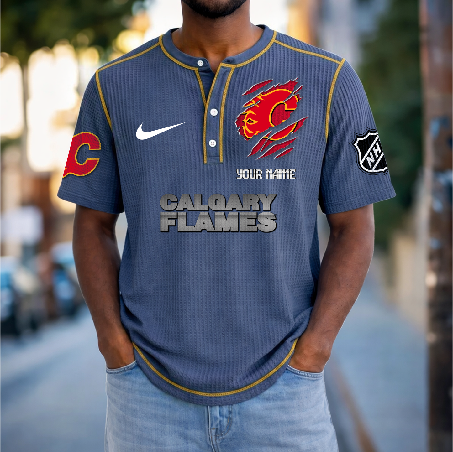 PREMIUM NHL X CF Crew neck button Henry Shirt Limited Editions NDT VHM 20426