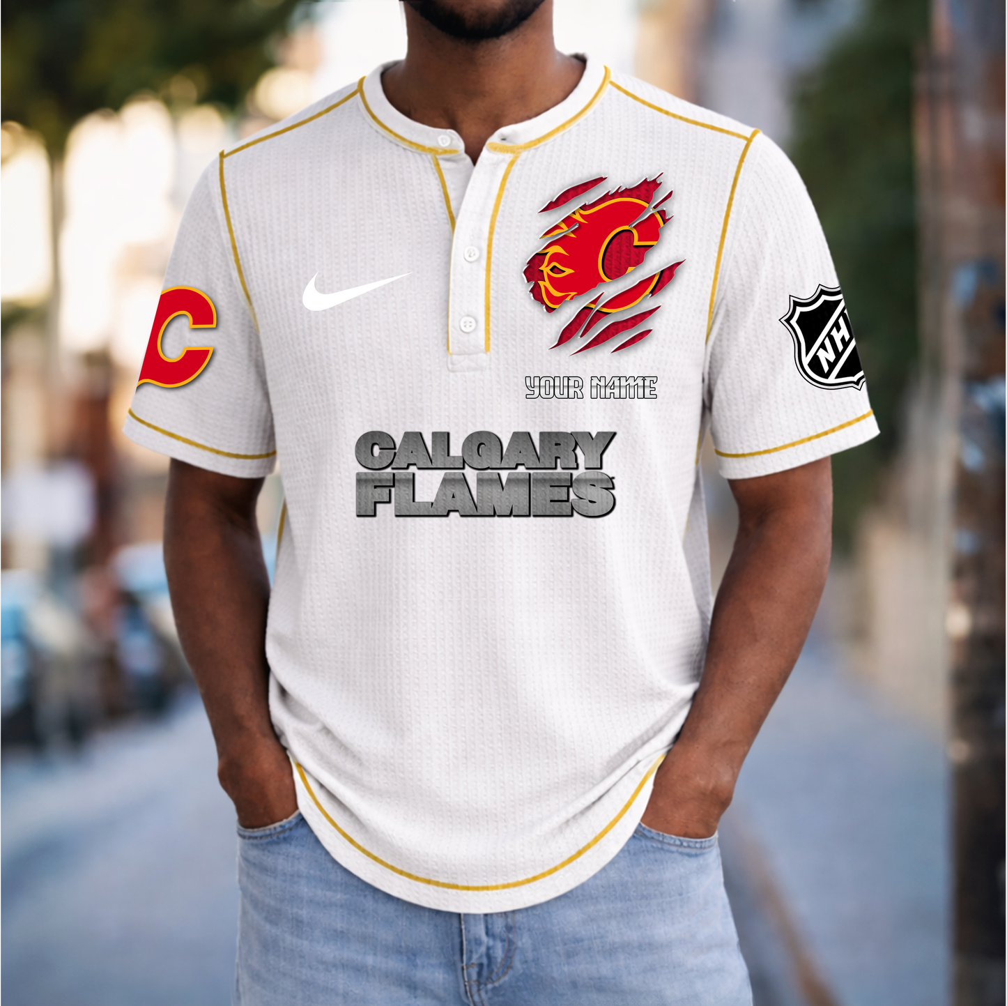 PREMIUM NHL X CF Crew neck button Henry Shirt Limited Editions NDT VHM 20426
