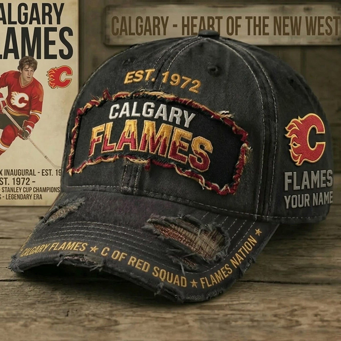 PREMIUM NHL X CF Denim Washed Custom Name HAT NDT NHM 050526