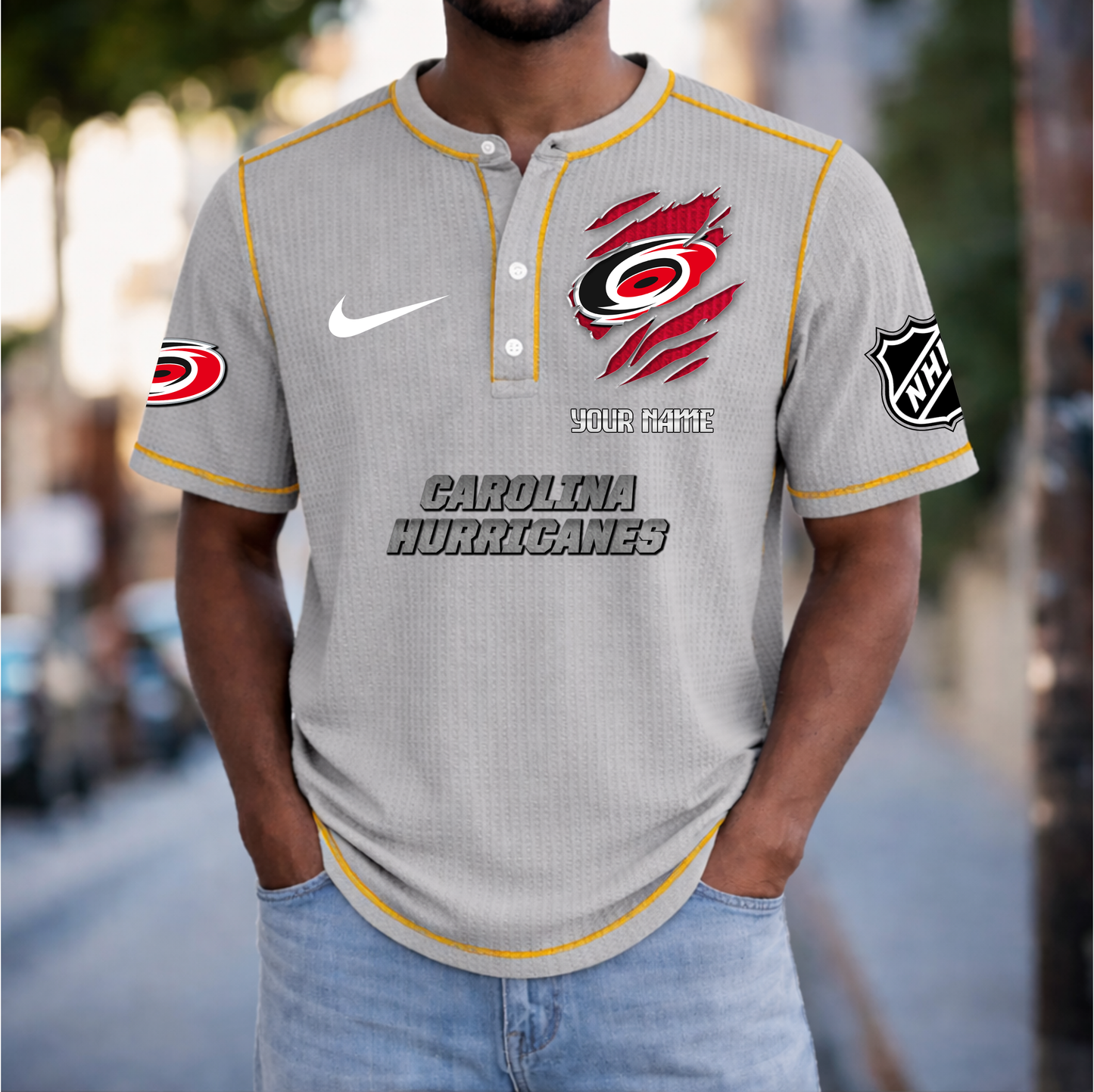 PREMIUM NHL X CH Crew neck button Henry Shirt Limited Editions NDT VHM 20426