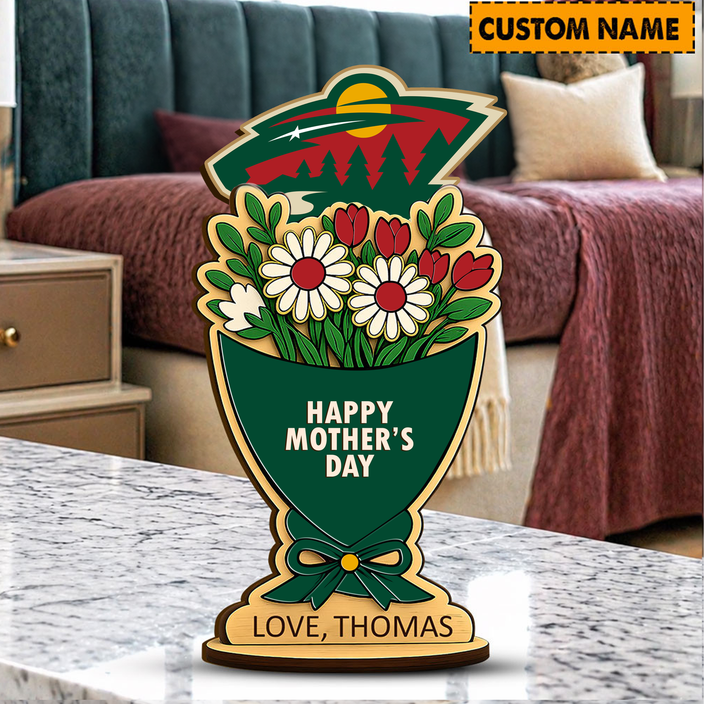 PREMIUM NHL X MW Custom Name Happy Mother's Day Wooden Plaque Gifts For Fan NDT VHM 170426