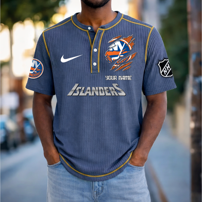 PREMIUM NHL X NYI Crew neck button Henry Shirt Limited Editions NDT VHM 20426