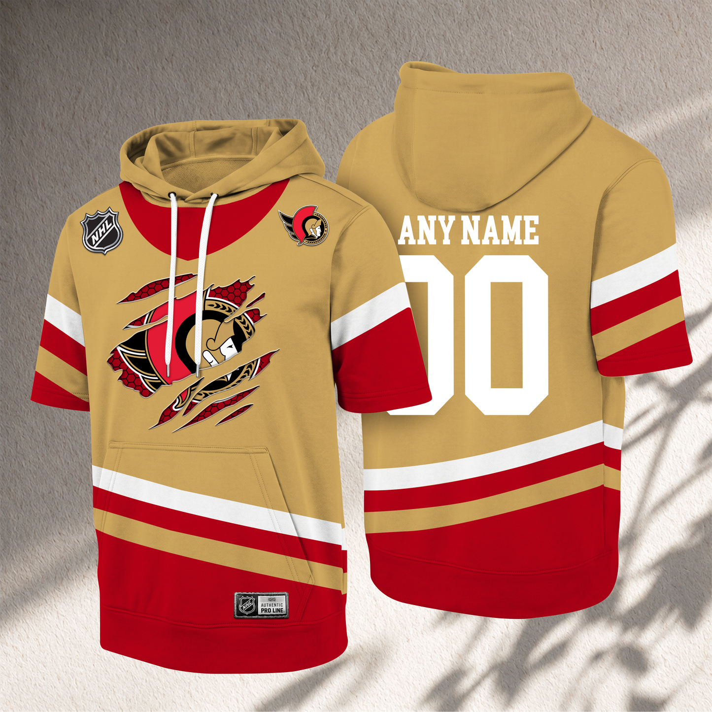 PREMIUM NHL X OS CRACK Short Sleeve Hoodie SHIRT NDT VHM 150526