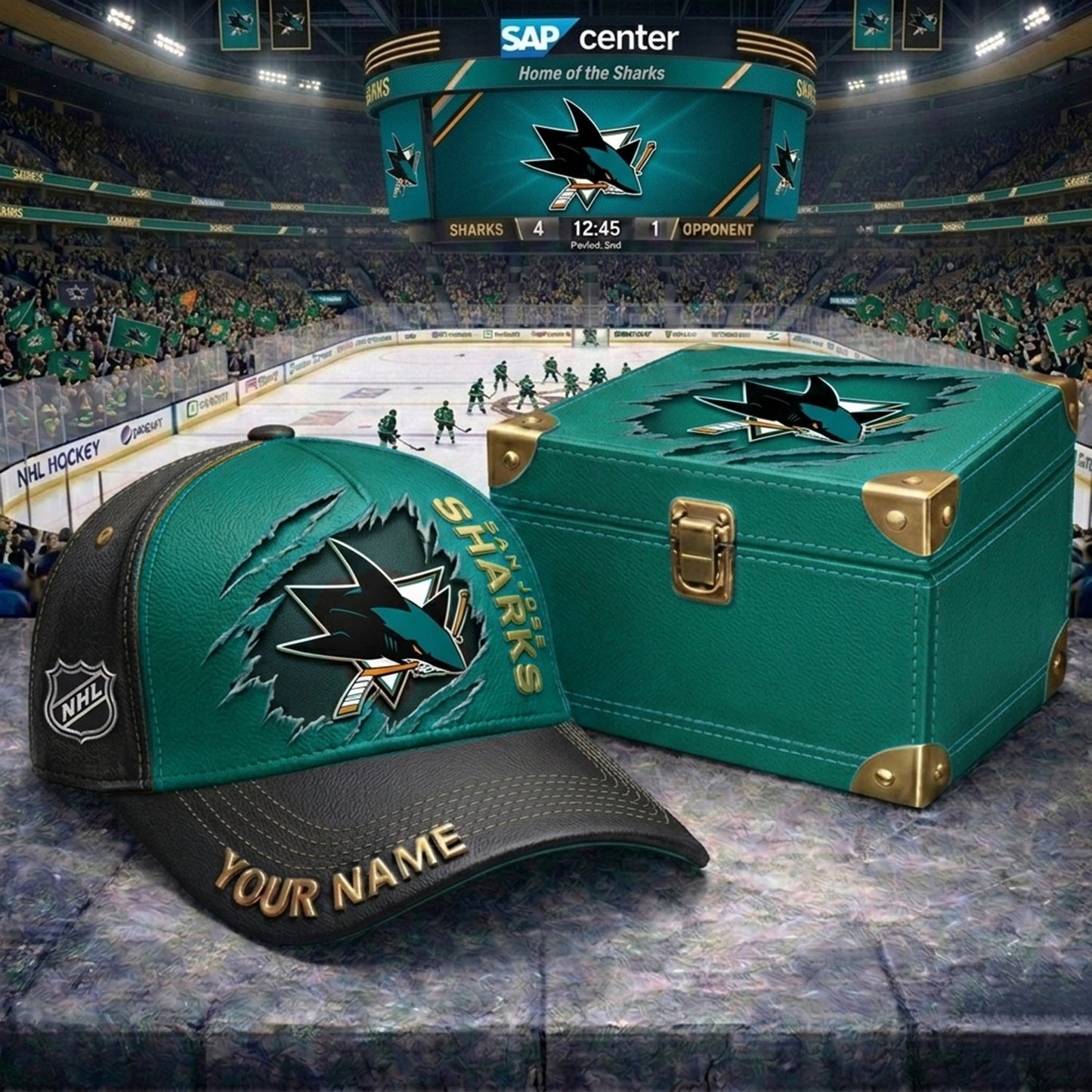 PREMIUM NHL X SJS CRACK CUSTOM NAME HAT NDT NHM 160426