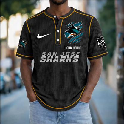 PREMIUM NHL X SJS Crew neck button Henry Shirt Limited Editions NDT VHM 20426