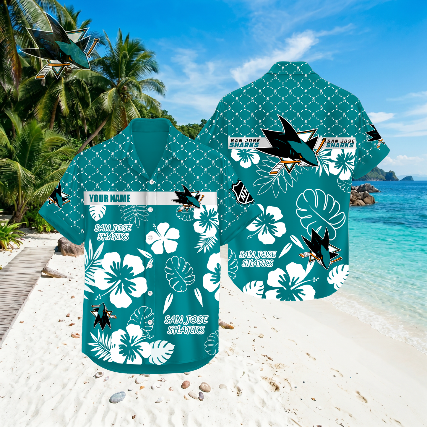 PREMIUM NHL X SJS Hawaiian Shirt Custom Name For Summer Holiday NDT VHM 270426