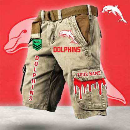 PREMIUM NRL X DOL Cargo Shorts Custom Name Limited Edition NDT LVH