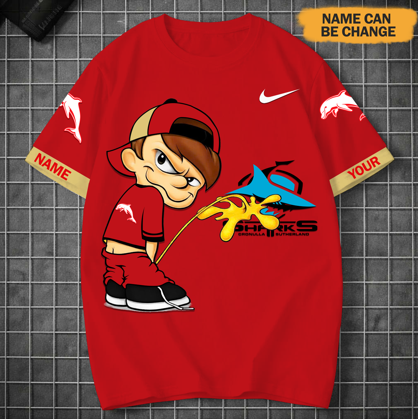 PREMIUM NRL X DOL Funny Peeing Boy New Tshirt Custom Name NDT VHM 160426