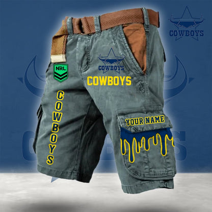 PREMIUM NRL X NQC Cargo Shorts Custom Name Limited Edition NDT LVH