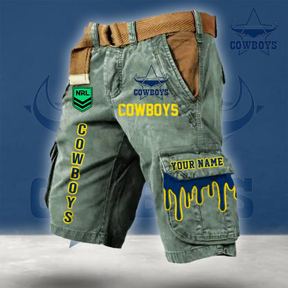 PREMIUM NRL X NQC Cargo Shorts Custom Name Limited Edition NDT LVH
